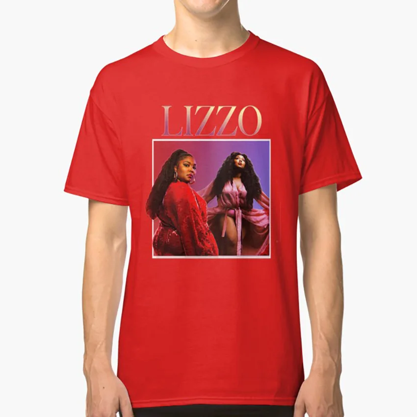 Красный Футболка Lizzo 90's, футболка lizzo cuz i love yoou lizzobangers lizzo merch, футболка 90 s, футболка с отворотом 90s - Цвет: Красный