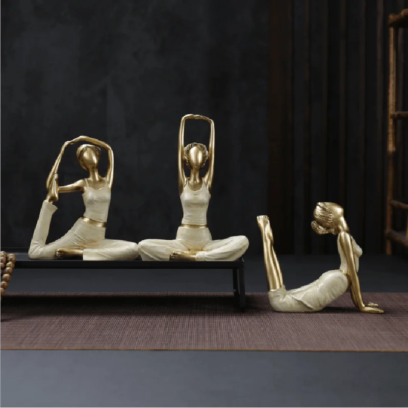 Estatuilla de Yoga de meditación abstracta de arte, estatua decorativa de resina para chica, Scuplture de Yoga para el hogar, decoración de estantería, regalo