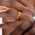 Кубинские кольца для мужчин и женщин в форме цепочки, Панк ювелирные изделия, хип-хоп стиль, кольцо из нержавеющей стали, подарок другу, Bague Femme BFF