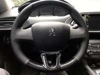 for peugeot 301 308s 508l 2008 3008 5008 4008 diy hand stitched leather suede carbon fibre steering wheel cover car accessories