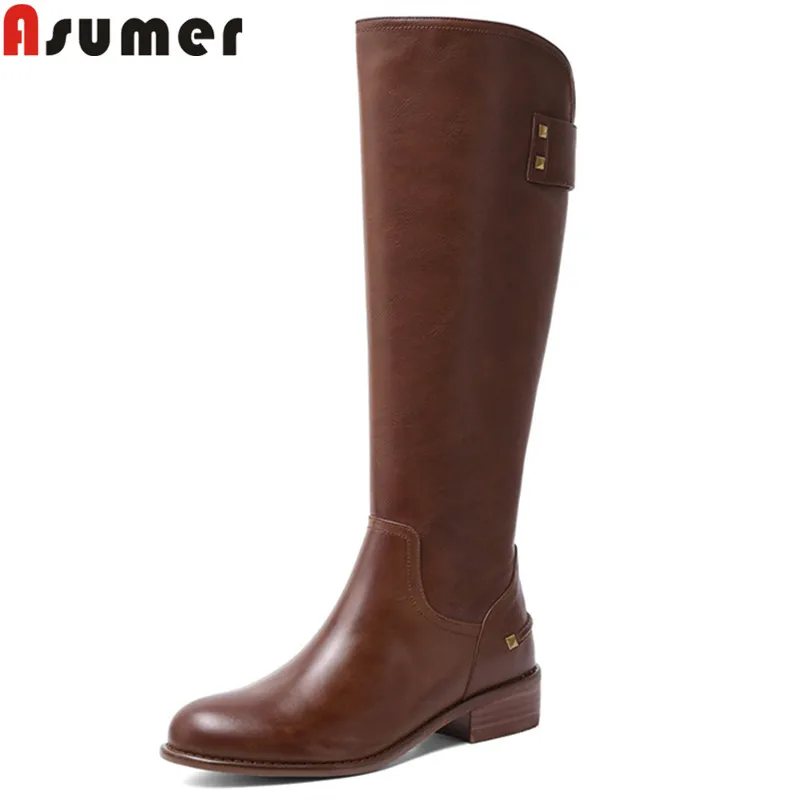 Asumer/Новинка 2020 года Сапоги из искусственной кожи и натуральной Женские сапоги до