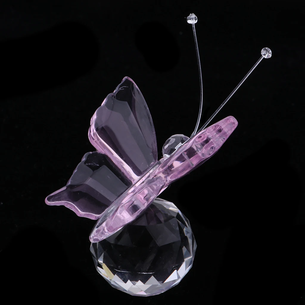 Crystal Flying Butterfly with Ball Base Figurine Cut Glass Ornament Statue | Дом и сад