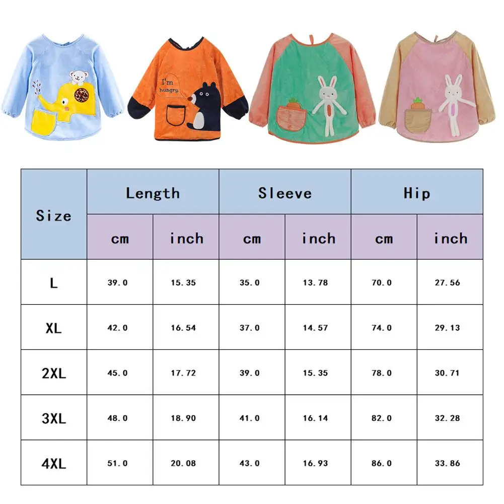 

Children's Anti-Wear Smock Long-Sleeved Waterproof Baby Infant Eating Apron Waterproof Baby Bibs for Babies