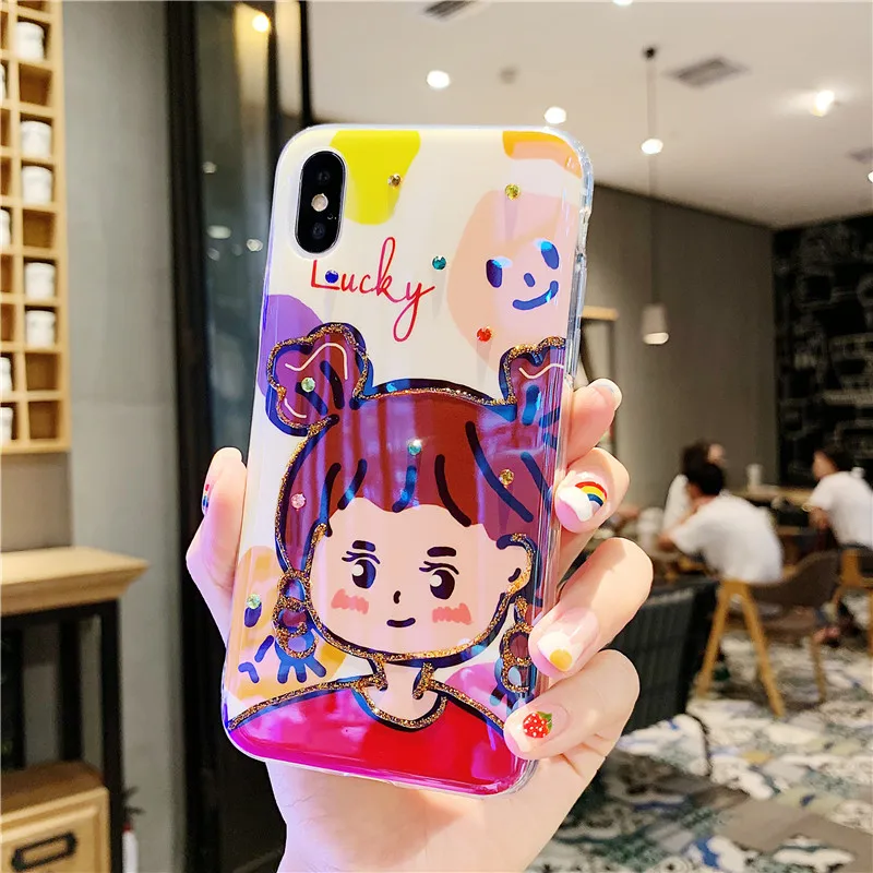 GYKZ милый чехол для пары мальчиков и девочек iPhone XS MAX XR X 7 8 6 6s Plus голубой луч