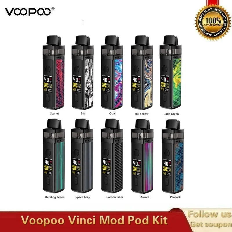 Электронная сигарета VOOPOO VINCI Mod Pod Vape Kit аккумулятор 1500 мАч катушка 5 мл & PnP экран 0 96