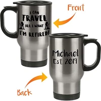 personalized custom name im retired travel mug retirement gifts for men and women 14oz insulated mug with lid