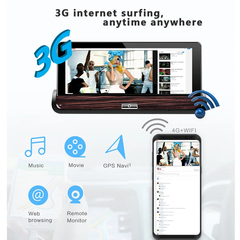 Автомобильный видеорегистратор с двумя объективами 7 0 дюйма 3G камера GPS