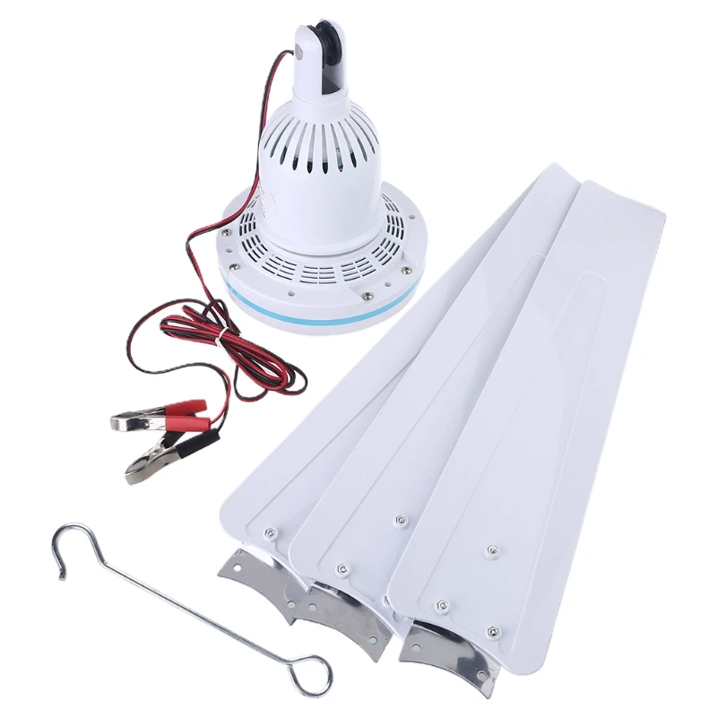 

27.5 35.4 41.3 47.2 Silent 12V Ceiling Fan Hanging Fan with 2.35m Cable for Camping Tent Outdoor Home No Switch