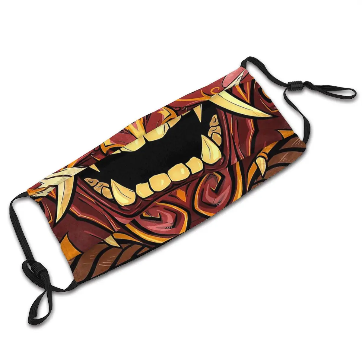 

Oni Japan Samurai Demon Protection's Mask Funny Menpo Oni Washable Fabric Mask With Filters Protection Respirator Muffle