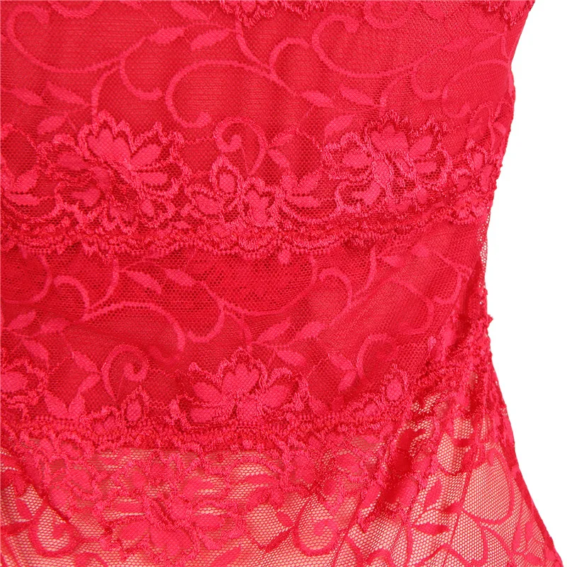 

Lace Women Bodysuit Sleeveless Lace-up Teddy Charming Lingerie V-neck Sexy Body Femme Floral Transparent Hot Ropa Mujer RS80444