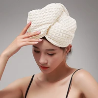 new waffle fabric after shower hair drying wrap towel quick dry hat cap turban head bathing tool magic microfiber fast dryer