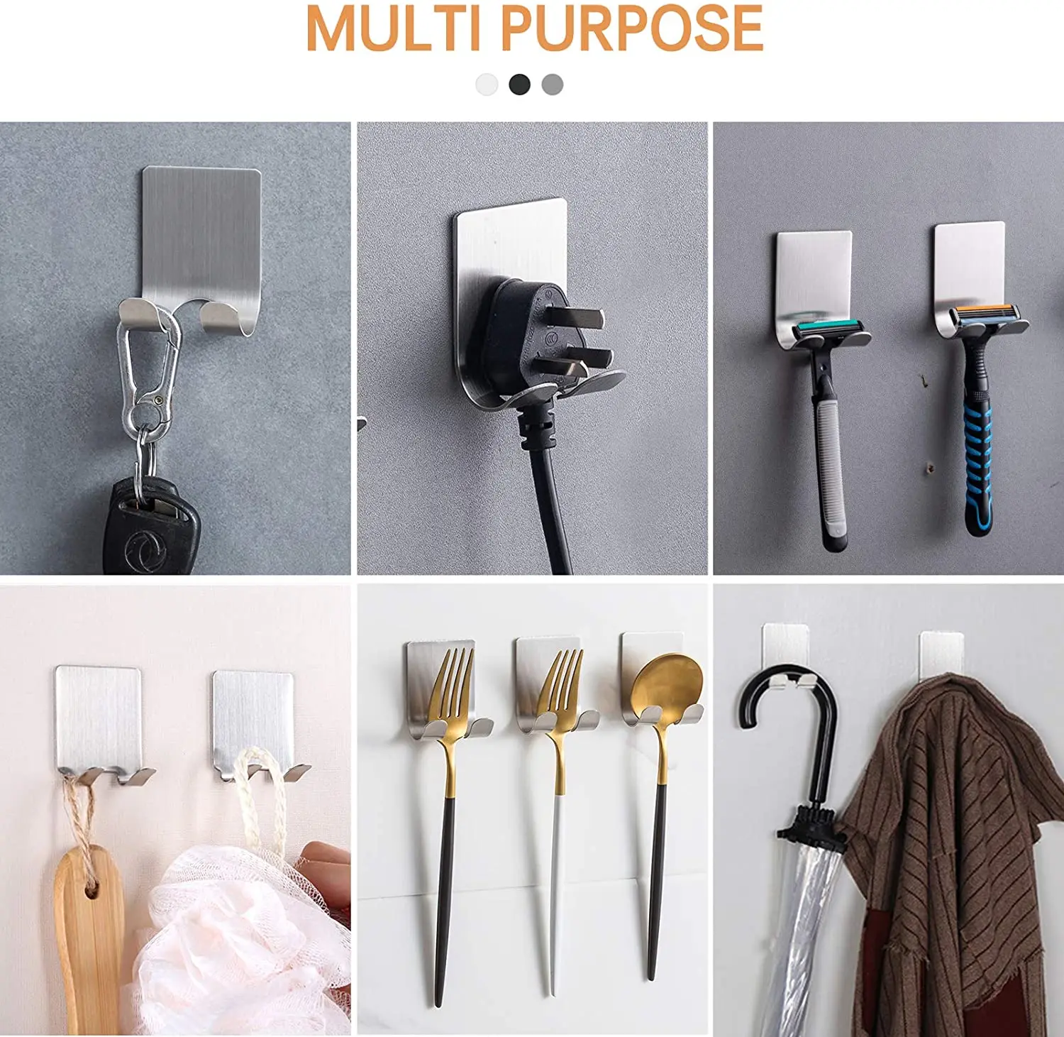 

Razor Holder Shaver Hook Self Adhesive Stainless Steel Hanger Stand Heavy Duty Utility Storage Hook Bathroom Kitchen Organizer