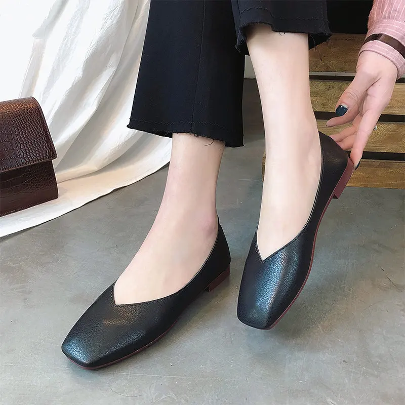 

Casual Woman Shoe Square Toe Female Footwear Modis Slip-on Shallow Mouth All-Match New Summer Dress Boat 2021 Slip On Moccasin R