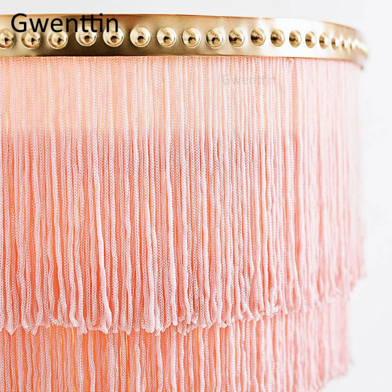 Современная розовая шелковая нить настольные лампы для гостиной спальни