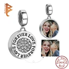 BELAWANG Персонализированные 925 пробы серебро колько Forever Love Подвески подходят для браслета гравировки для фотосъемки по индивидуальному заказу с бусинками в виде сердца, сделай сам, ювелирное изделие