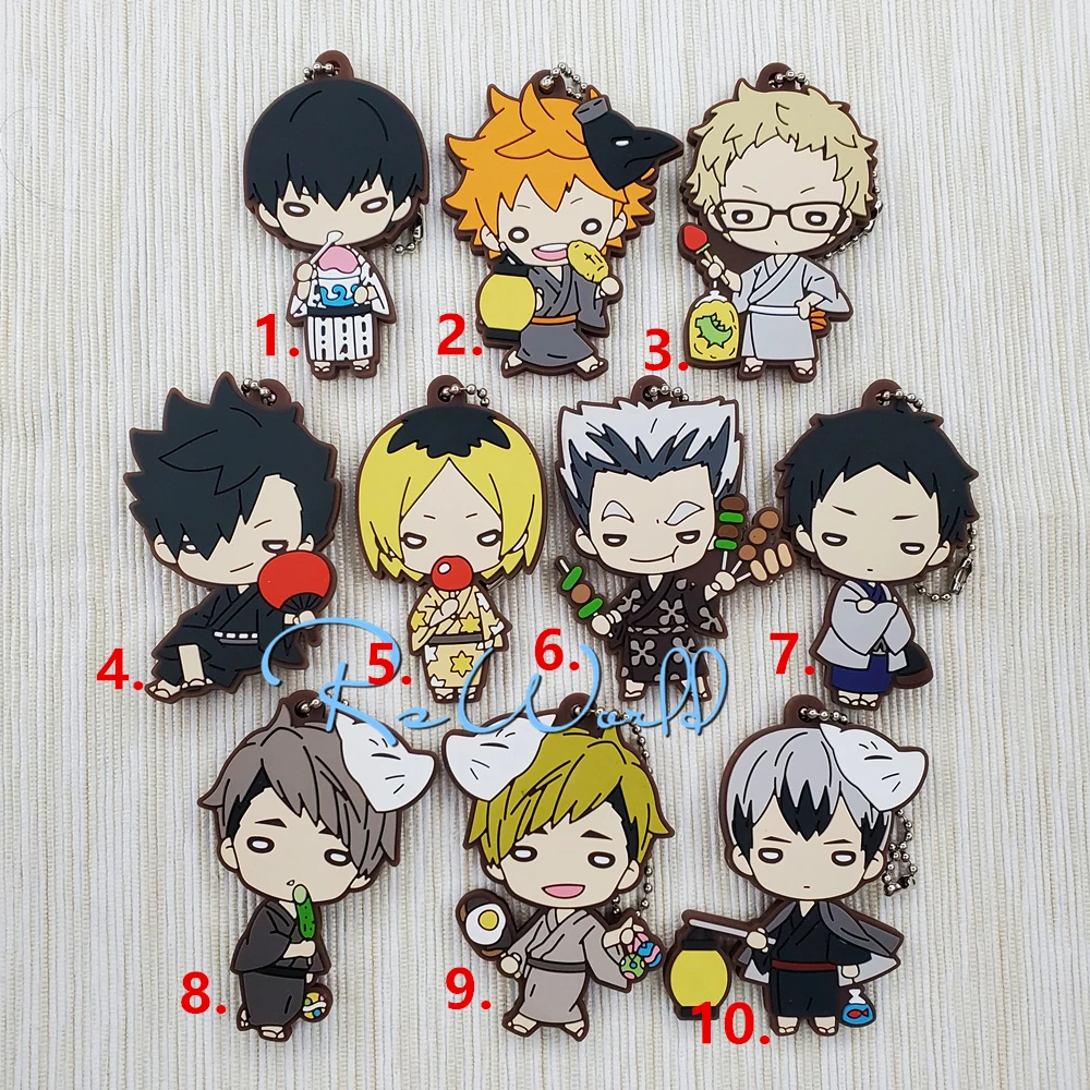

Haikyuu! TO THE TOP! Anime Hinata Tobio Bokuto Koutarou Kuroo Tetsuro Kozume Kenma Kita Miya Atsumu Osamu Kimono Rubber Keychain