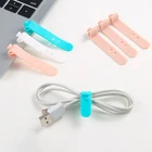 4 шт.лот силиконовые Организатор намотки ремни наушники мягкая лента USB провод, кабельные стяжки посуды организации хранения держатель наушник клипы
