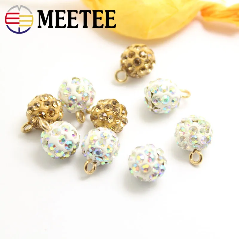 Meetee 50/100pcs 10mm Resin Pearl Rhinestone Button DIY Shirt Sweater Decorative Buckle Sewing Shank Accessories ZK818 | Дом и сад