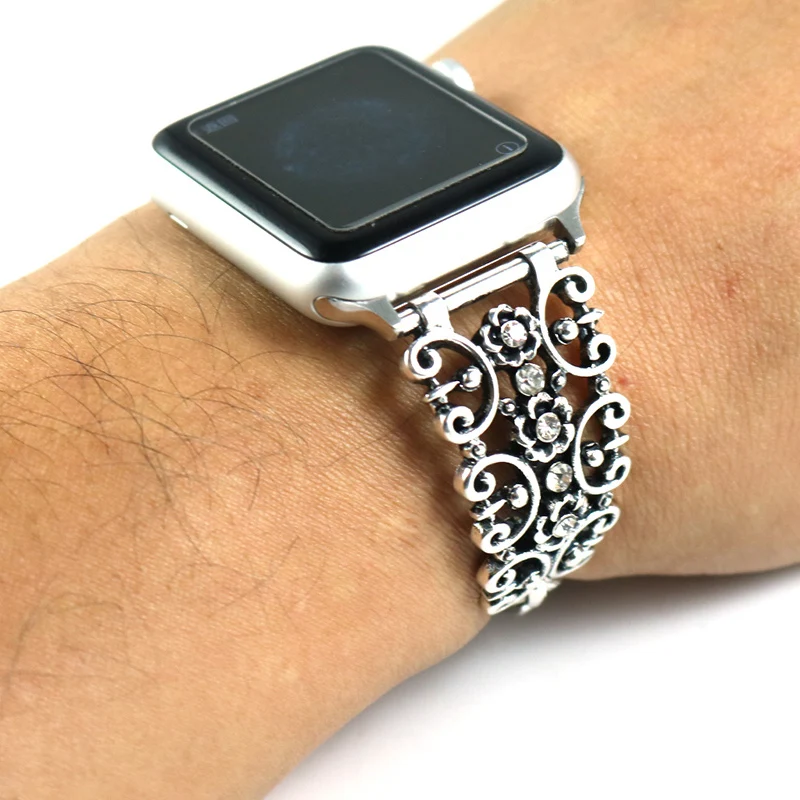 Винтаж цепи бретель со стразами для наручных часов Apple watch, версии 44 мм 40 мм женственный универсальный браслет для наручных часов iWatch серии 4/3/2/1, 42 мм, 38 мм