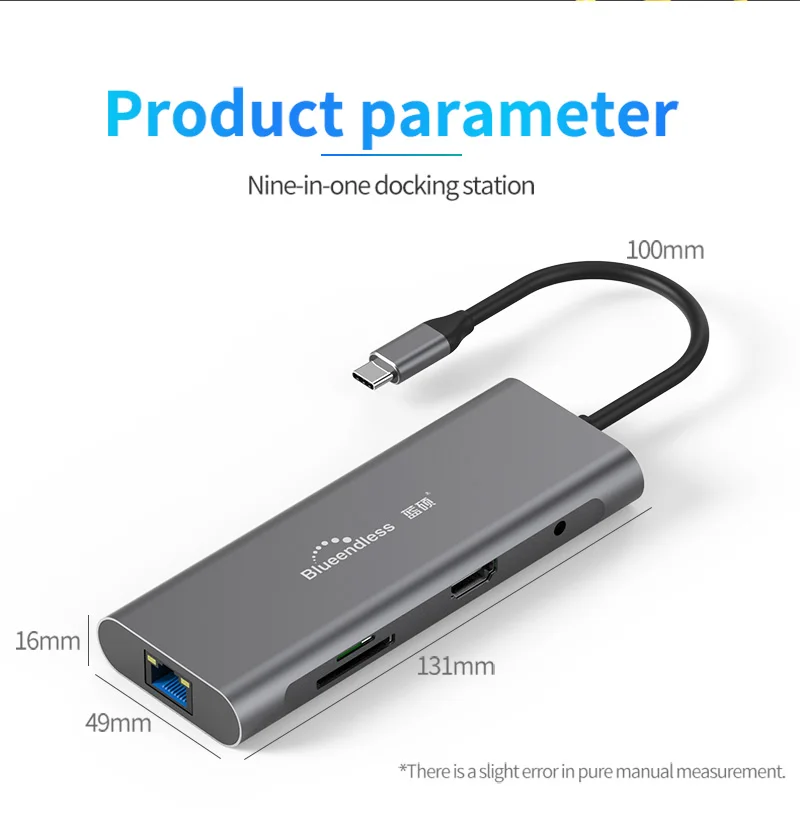 Док-станция для ноутбука type-C usb концентратор type-C USB 3,0 HDMI TF LAN PD usb-концентратор для Macbook для huawei XiaoMi DELL поверхность lenovo