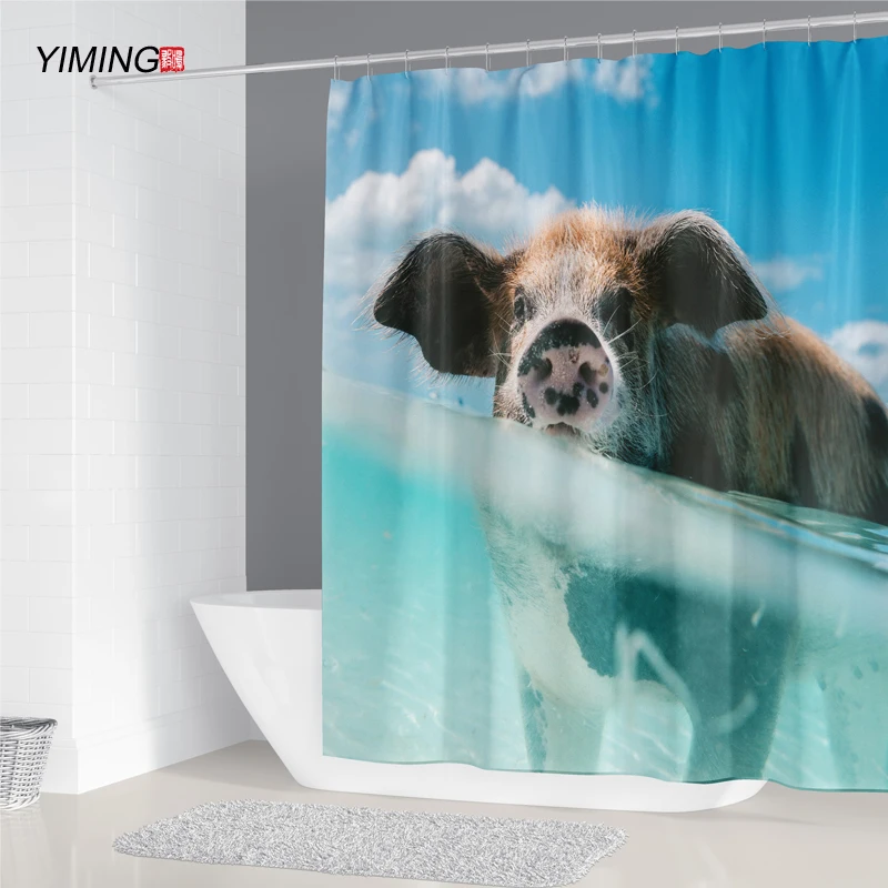 Занавеска для душа YIMING с принтом динозавра моющаяся декоративная занавеска