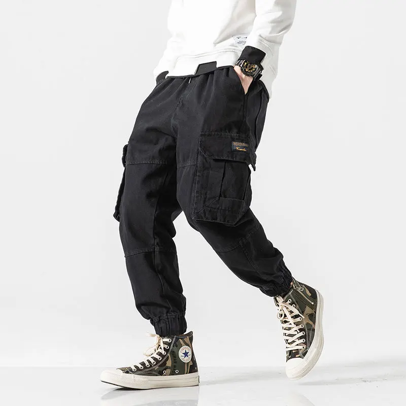 Осень новый тренд сплошной цвет дикие мульти карманные комбинезоны мужские