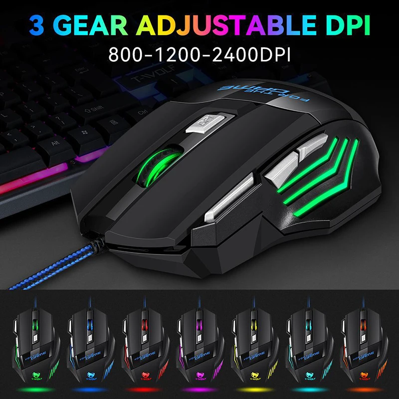 gaming usb wired mouse mechanical rgb office home 2400dpi for desktop pc notebook computer laptop accessories mice gamer mause free global shipping