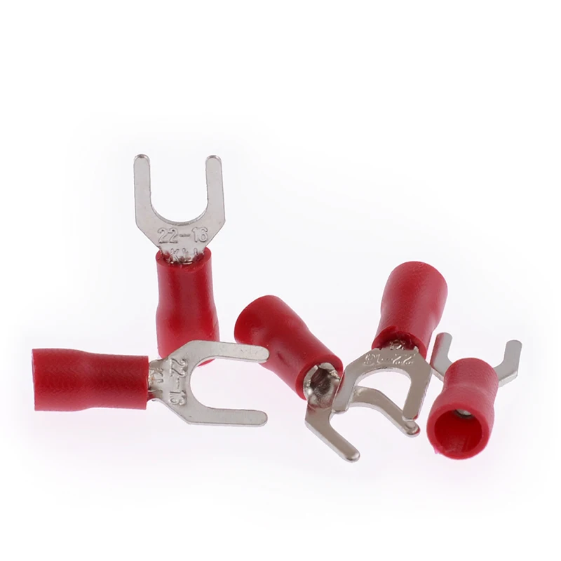 Red Fork Insulated Wire Connector Electrical Crimp Terminal Cable Wire Connector