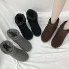 Новинка 2021, стильные базовые короткие зимние сапоги из овчины для снежной погоды, женские водонепроницаемые теплые ботильоны на плоской подошве с меховой подкладкой из натуральной шерсти, размеры 36-40
