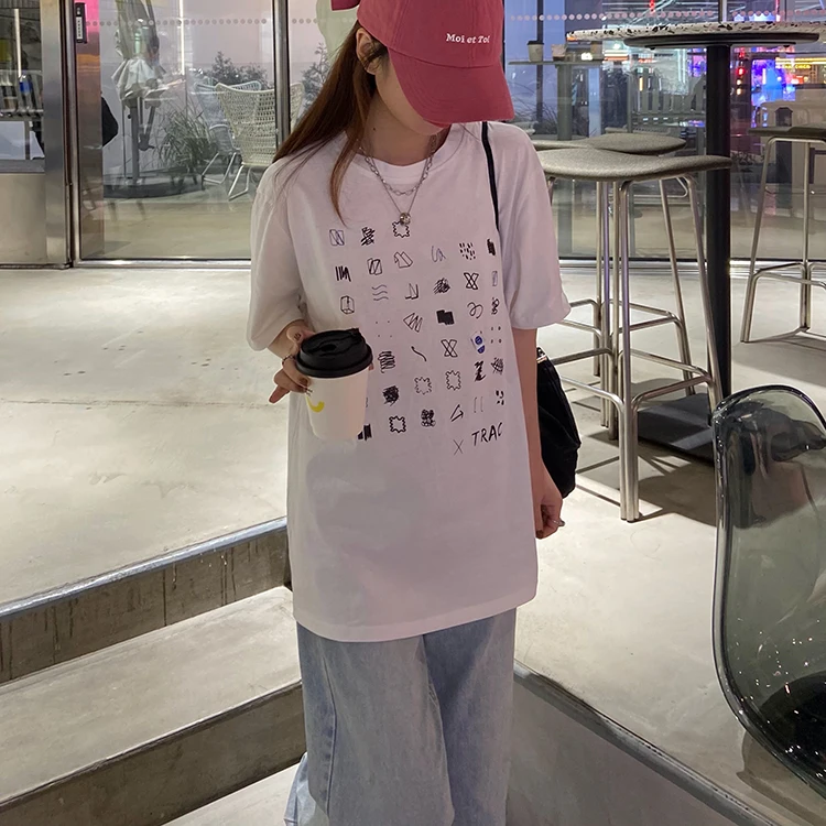 Повседневные свободные повседневные Модные простые футболки с геометрическим