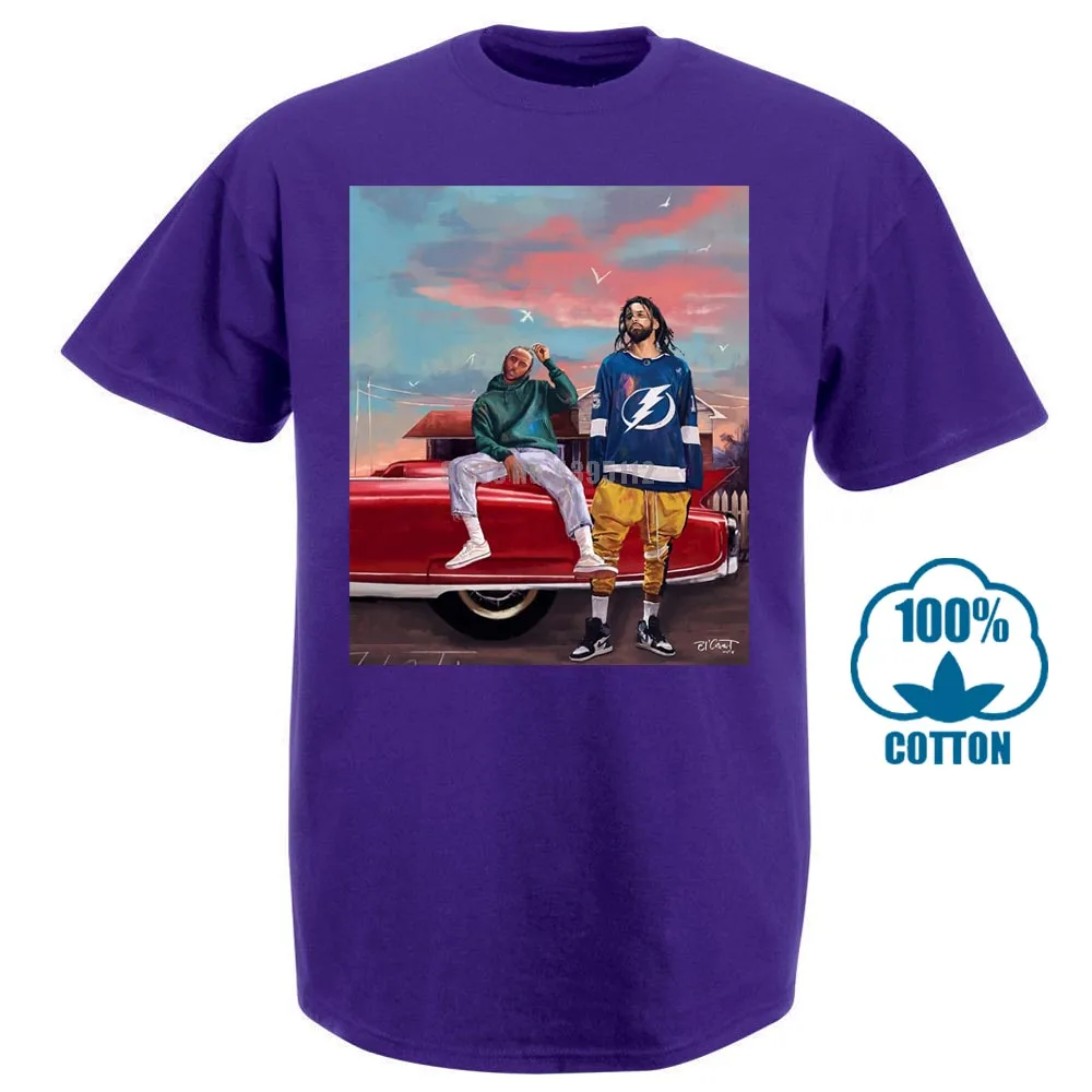 J Cole& Кендрик Ламар футболка Черная Хлопковая мужская S 6Xl поставщик США - Цвет: Фиолетовый