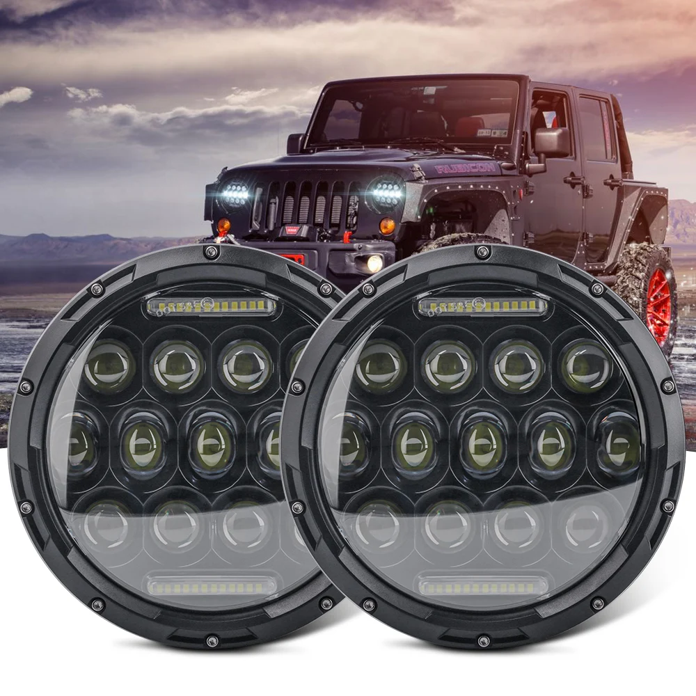 7 inch Round LED Headlight Hi/Low Beam Light Halo Angle Eyes 75W For Jeep Wrangler JK Lada 4x4 Niva Harley Motorcycle Headlamp