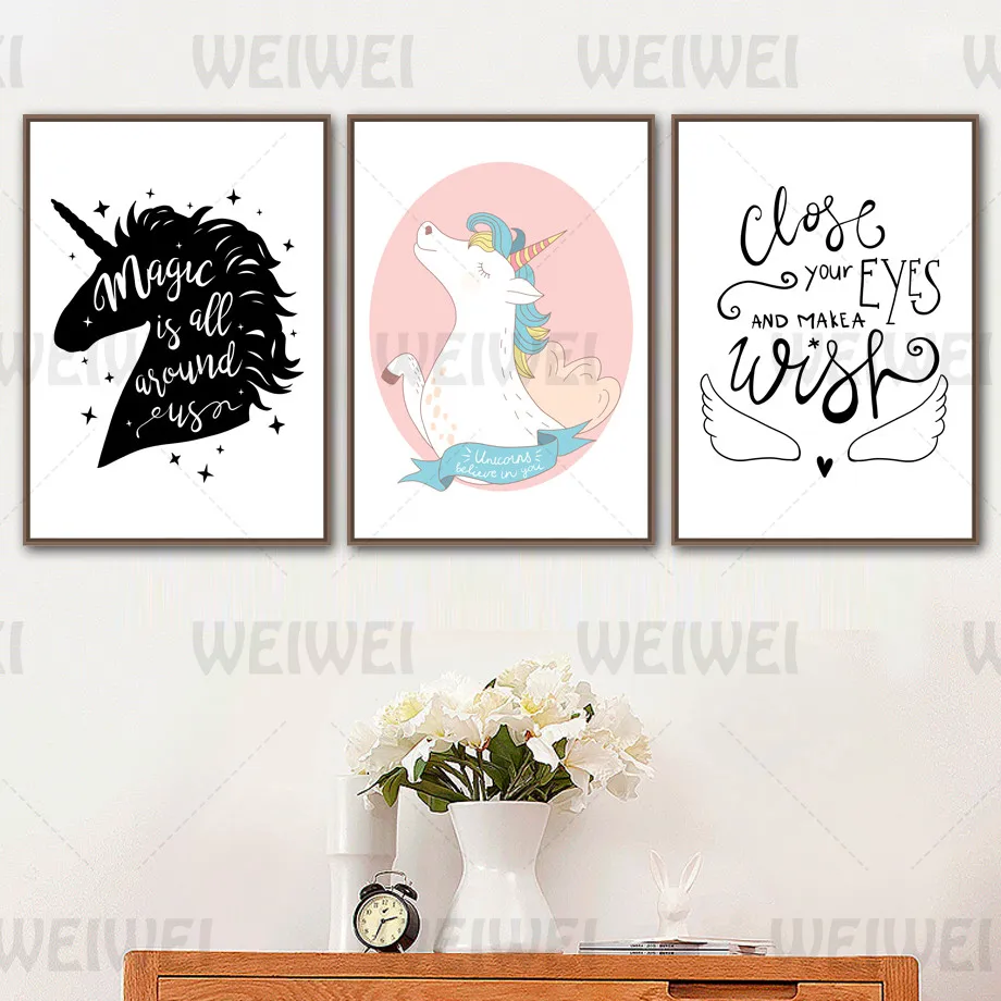 Мультяшная картина с единорогом цветное волшебное украшение для дома Картина на