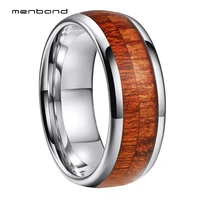 tungsten inlay ring men women wedding band with 2 different real wood inlay dome band 6mm 8mm comfort fit