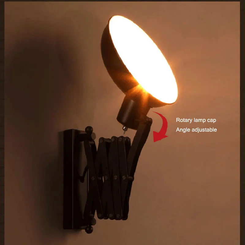Loft American Retro Lighting Industrial Style Personalized Living Room Dining Bedroom Corridor Retractable Iron Wall Lamp | Лампы и