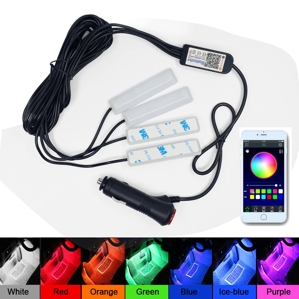 1 комплект * 4 шт. 12 В Светодиодная лента RGB для салона автомобиля DRL 5