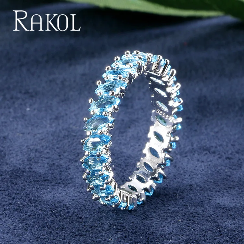 RAKOL Новое 3 вида цветов модное высококачественное свадебное кольцо с кубическим