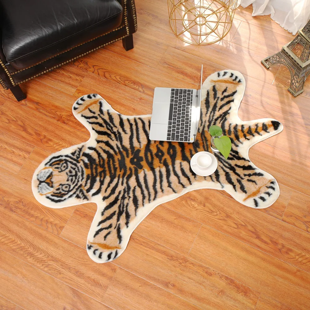 3D tiger printed Rug Cow Leopard Tiger Printed Cowhide faux skin leather NonSlip Antiskid Mat 80x105CM Animal print Carpet