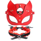 Маска и воротник для женщин, Кожаная маска для косплея, для Хэллоуина, маскарада, вечевечерние, БДСМ, эротические маски, секс-игрушки