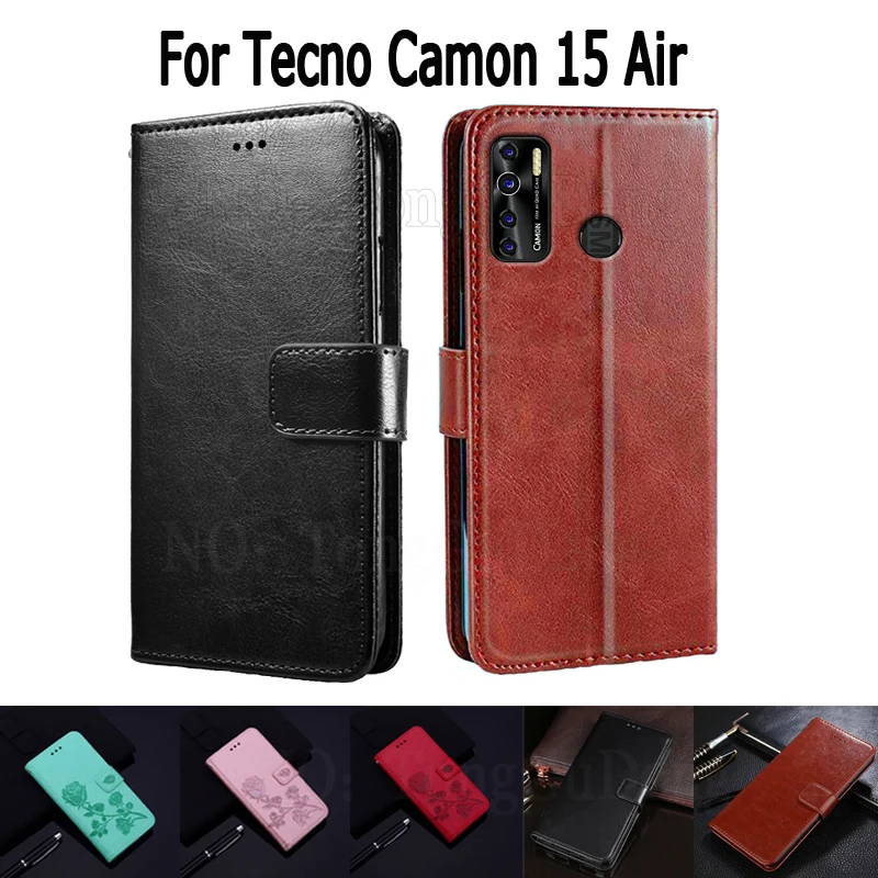 Чехол-книжка для Tecno Camon 15 Air кожаный с магнитной застежкой | Мобильные телефоны и