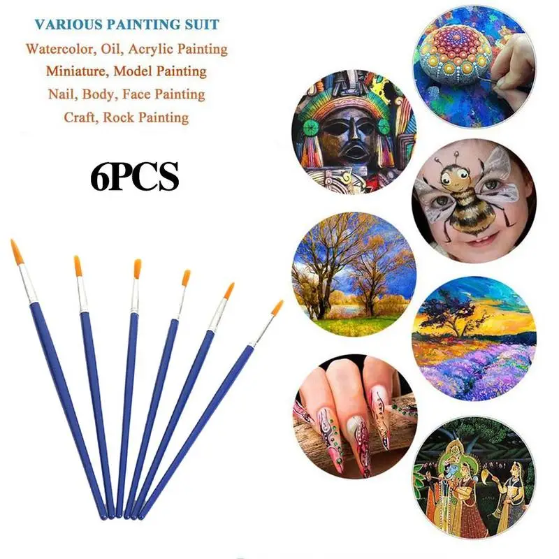 

6pcs Nylon Paint Brushes Set For Drawing Painting Acrylic Art Supplies Watercolor Professional
