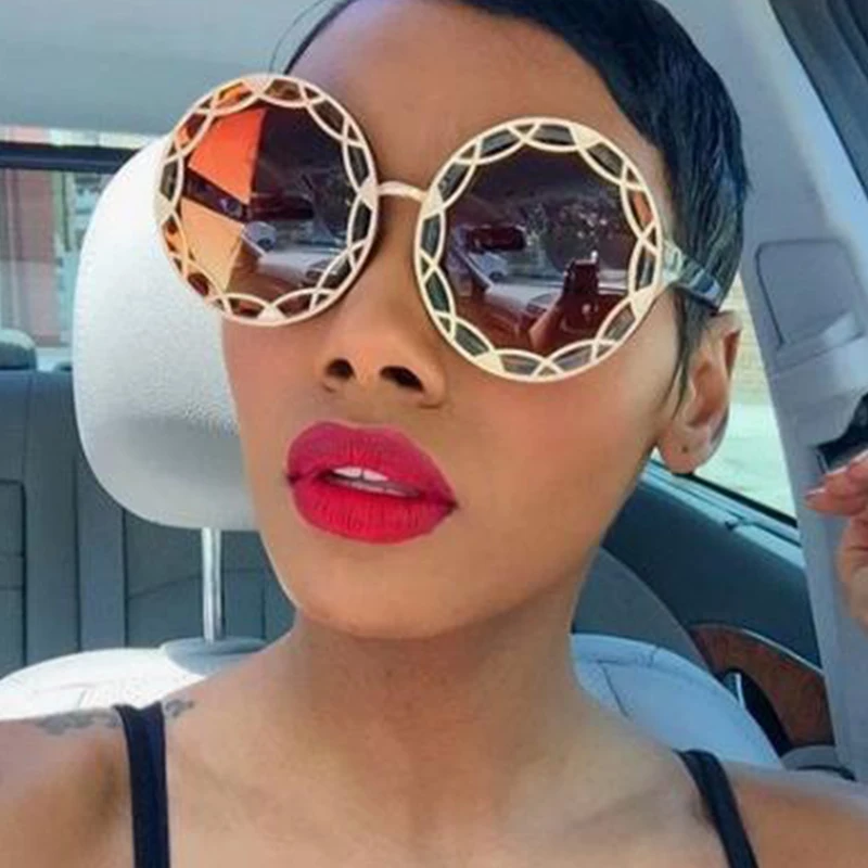 

Очки солнцезащитные женские круглые в винтажном стиле, брендовые пикантные роскошные дизайнерские солнечные очки с градиентными линзами, ...