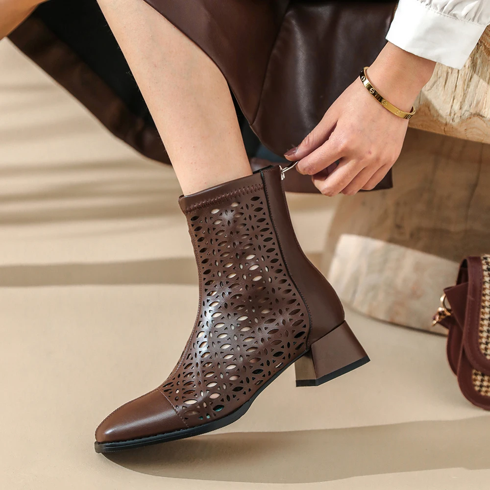 

Summer Mesh hollow Boots Womens Laser Western Booties Spring Cutout Hole Shoes Spacious Comfortable Mould Sandals Half Boots
