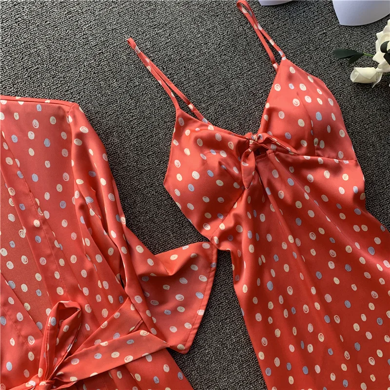 Женская атласная пижама сексуальный шелковый халат комплект одежды для сна