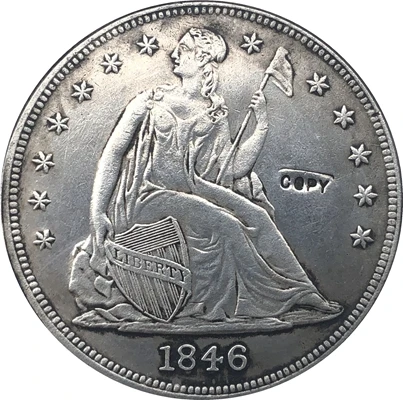 1846 Сидящая Liberty долларовые монеты КОПИЯ | Дом и сад