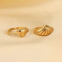 stainless steel croissant ring for women braided twisted signet chunky dome ring wholesale jewelry statement rings