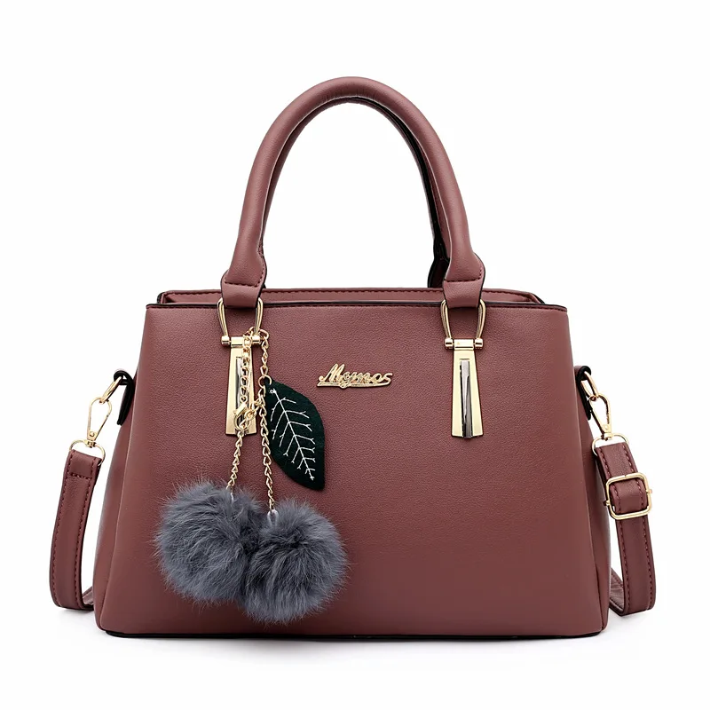 

Bag women's 2021 new urban litchi PU single shoulder hand-held hair ball diagonal women's bag