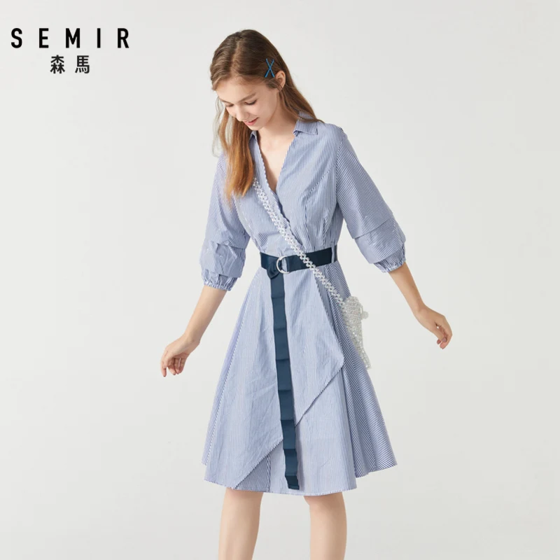SEMIR 2020 Женская Весенняя новинка платье в полоску для девочек с коротким рукавом