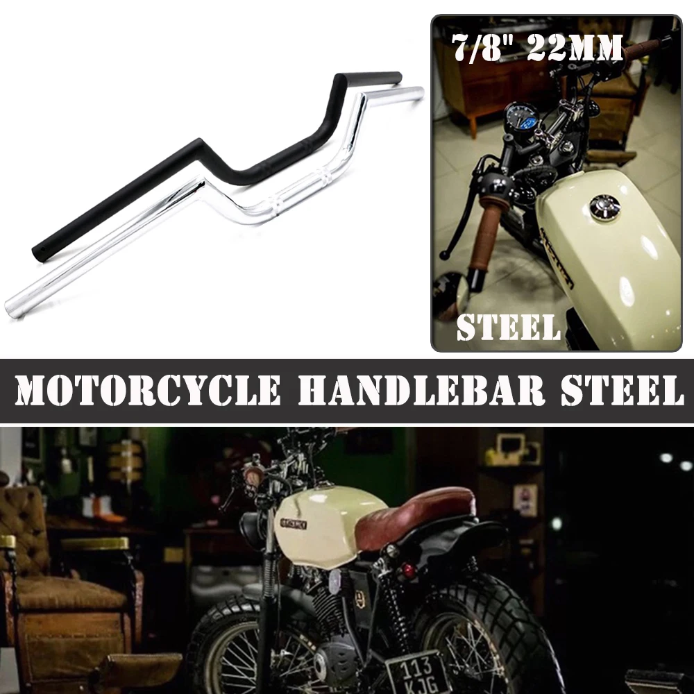 

Motorcycle Handlebar Steel 7/8" 22mm Vintage Refit Drag Bar High-Rise Cruiser Bobber Chopper For Honda Yamaha Kawasaki Universal