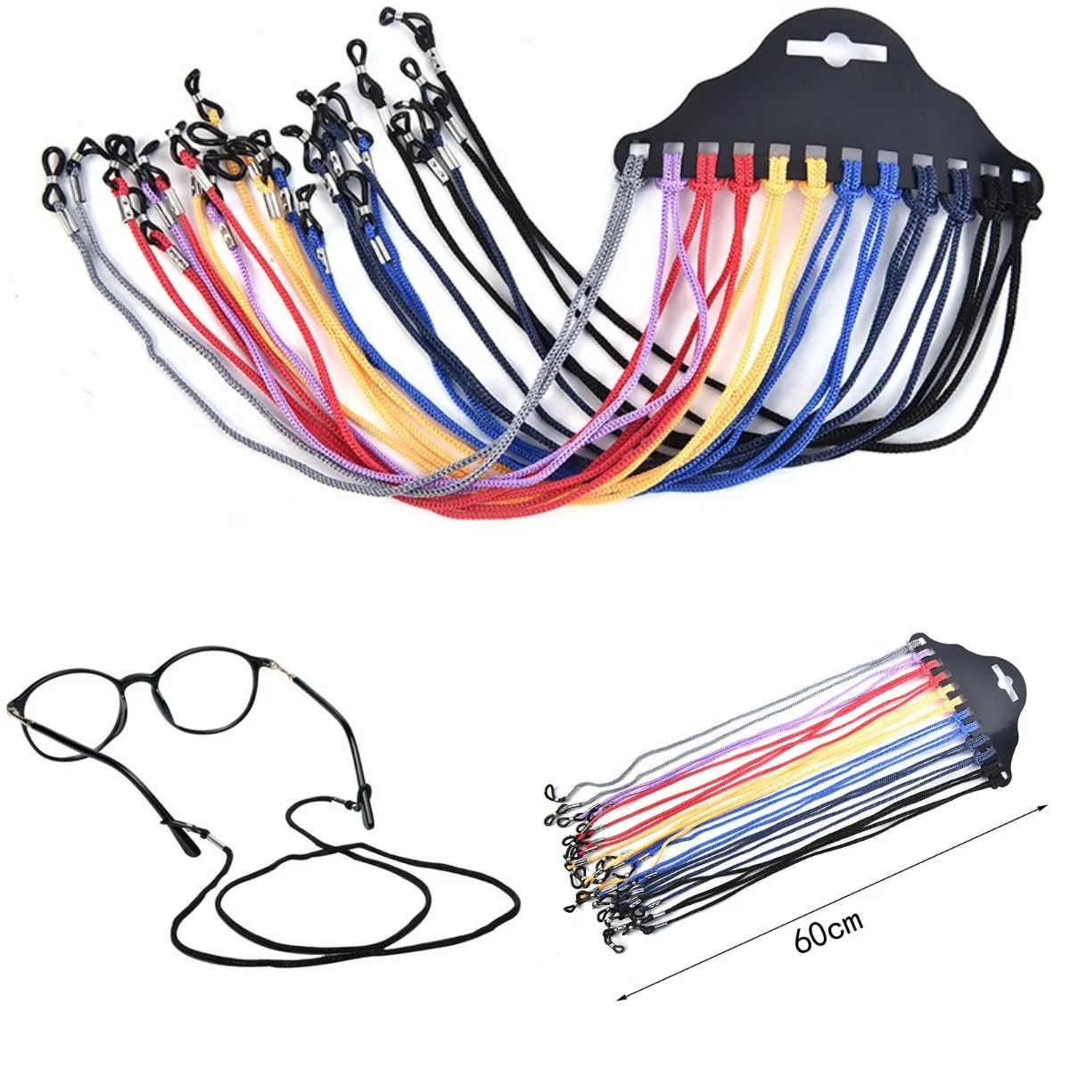 

12pcs/Lot Eyeglasses Lanyard Neck Rope Strap Sunglasses Multicolor Nylon Glasses String Cord Holder For Tavel
